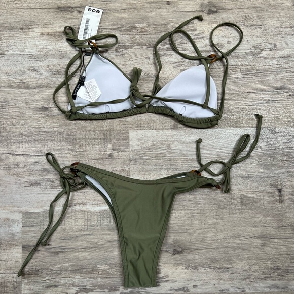 boohoo forest green ring detail micro bikini - Picture 3 of 10